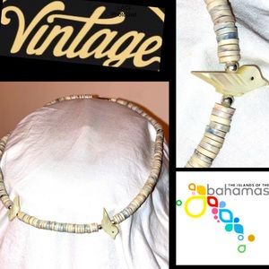 3/$25 Vintage 80s Sea Shell 🐚 Necklace Choker Seashells White Grey Tan Birds